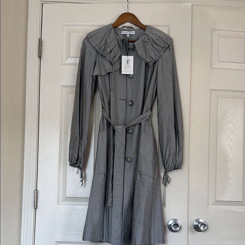 Carolina Herrera Gray Women's Coat with Ruffle Collar